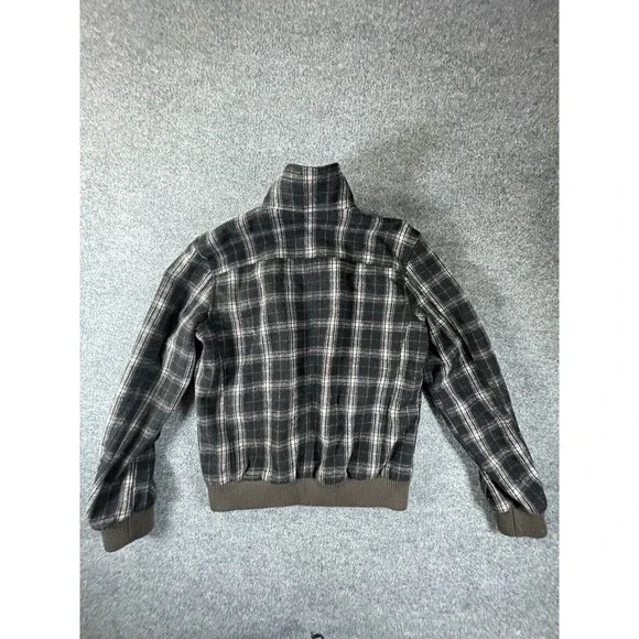 American Rag CIE Jacket Men’s Small Black Plaid Wool Heavy Mock Neck Full Zip